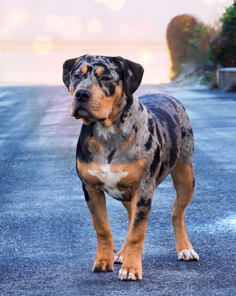 american bully xl black tri blotched merle female